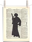 Star Wars Princess Leia Silhouette 8.5 x 11 Vintage Dictionary Page Unframed Art Print