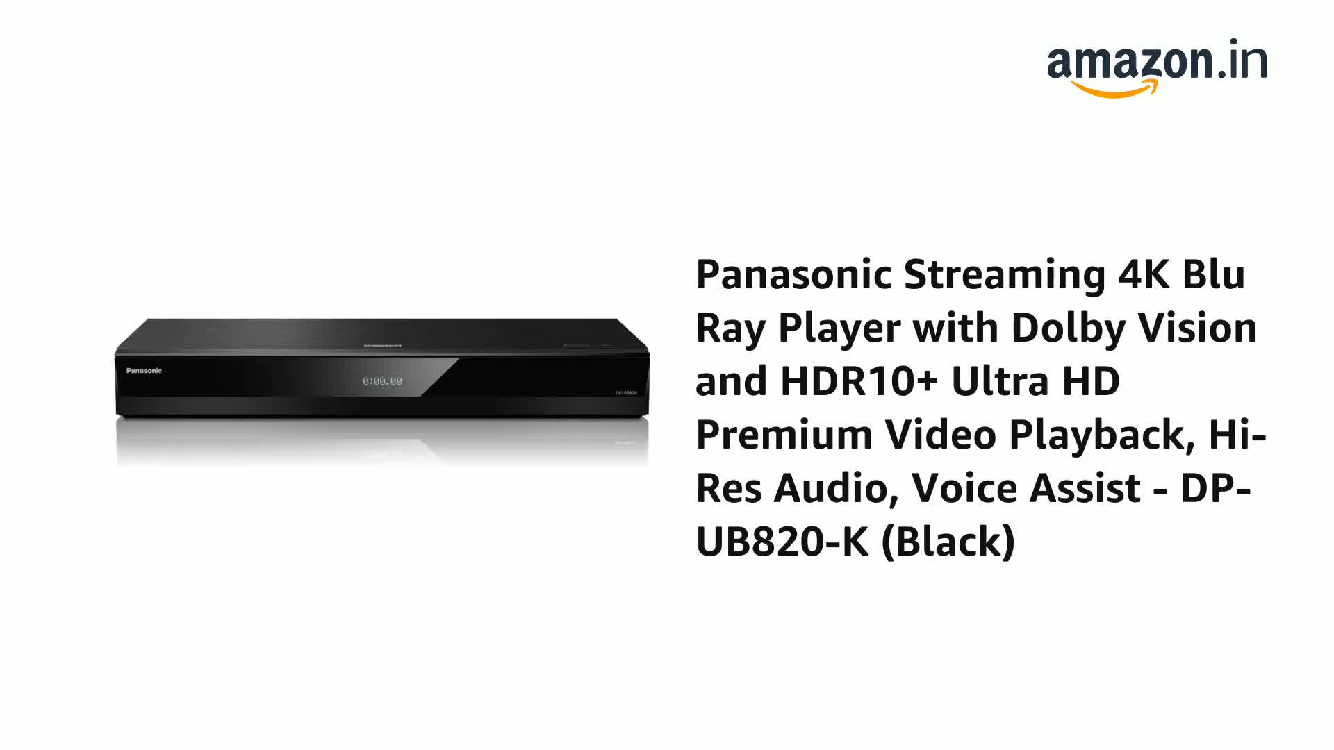 Panasonic Streaming 4K Blu Ray Player with Dolby Vision and HDR10+