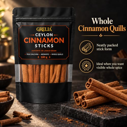 Image of 100 g True Ceylon Cinnamon Sticks | Authentic Sri Lankan Quills, Cinnamomum verum | Soft Bark, Delicate Aroma, Low Coumarin | Whole Dalchini for Tea, Coffee, Masala Chai, Baking, Desserts, Curries, Biryani and Spice Blends