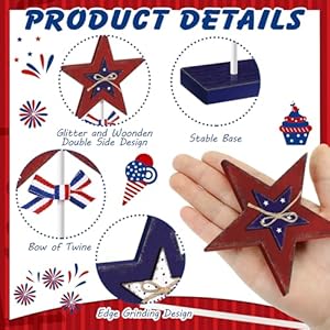 3 pcs independence day star table centerpieces tabletop decorations signs for tiered tray decor 4th of july day patriotic decorations desktop ornament blocks freestanding stylish style  urban country home decor