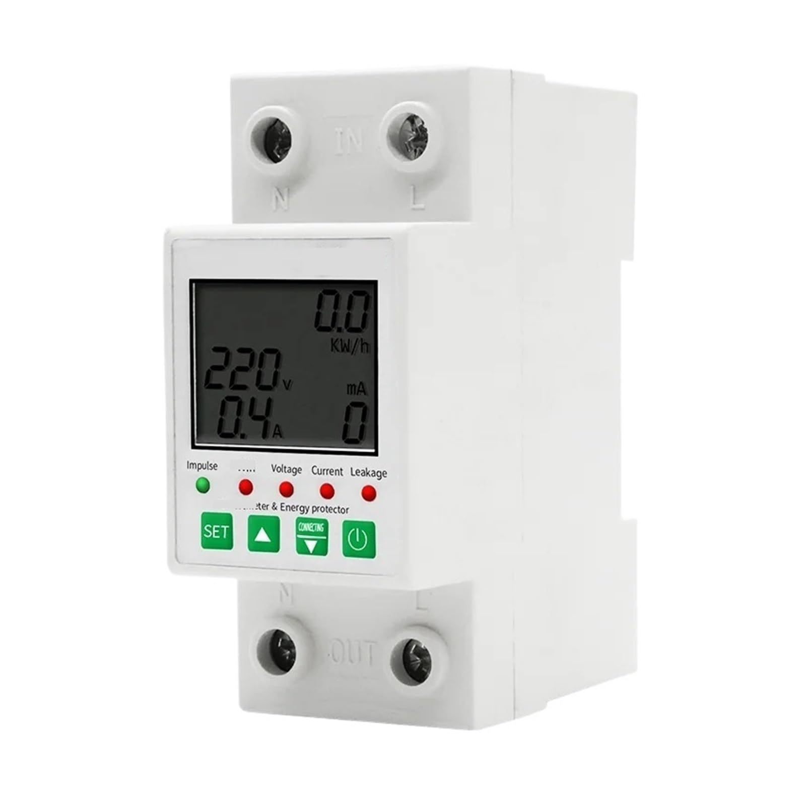 FQJYXWEWL Energy Meter 2P 63A Wattmeter Over Under Voltage Leakage Protect