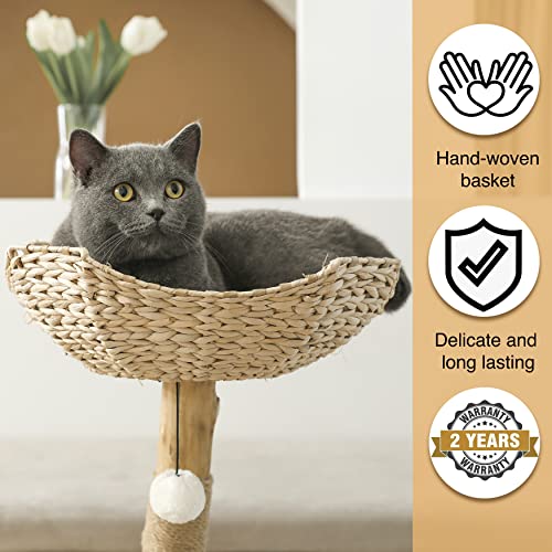 Konelcare Modern Cat Tree For Indoor Small Cats - Real Wood Cat Tower With Scratch Post, Hiding Enclosure - Unique, Boho,White #TOP5