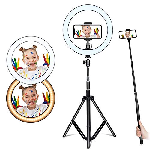 Selfie Ring Light with Adjustable Tripod Stand and Phone Holder, Winjoy 10'' Dimmable LED Lighting Filming Equipment for Photography, Makeup, Live Steaming, Photo, Vlog, YouTube Video
