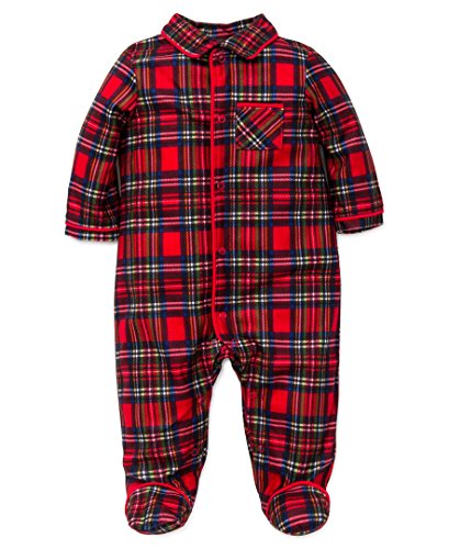 Little Me Boys' Holiday Plaid Footie, Red Plaid Footie, 3 Months