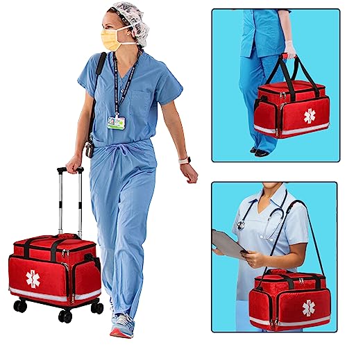Medical-Bag-Rolling-Roller-Bag-Trolley-Duffel-Nurses-Emt-Cna-RN-Empty-for-First-Aid-Responder-Home-Health-Care-Nursing-Student-Roll-Duffle-Bag-Carry-on-with-Wheels-wheeled-Work-Physicians-Doctor