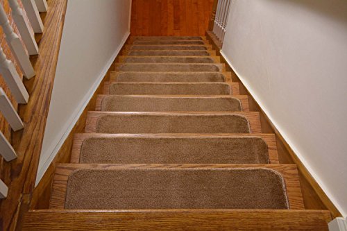 Comfy Collection Stair Tread Treads Indoor Skid Slip Resistant Carpet Stair Tread Treads Machine Washable 8 ½ inch x 30 inch (Set of 13, Beige)