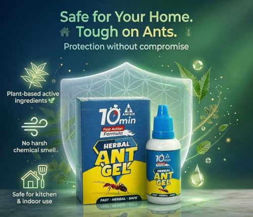 Image of Amish Herbal Ant Gel Pack of 10 | 10 Min Max Bait Formula | Powerful Organic Repellent & Cleaner | Removes Red,Black Ant, Antox Pests | Natural Dawa Protector for Home & Kitchen