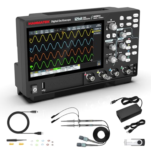Image of HANMATEK Digital Oscilloscope (4-Channel Touchscreen Oscilloscope) | 1.25GSa /s, 50Mpts Memory 7M wfms /s 7 inch 1024x600 Display, WiFi /LAN, Signal Generator & Multimeter