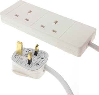 kenable 2 Gang Way UK 13A Trailing Socket Mains Power Extension Lead White 10m [10 metres]