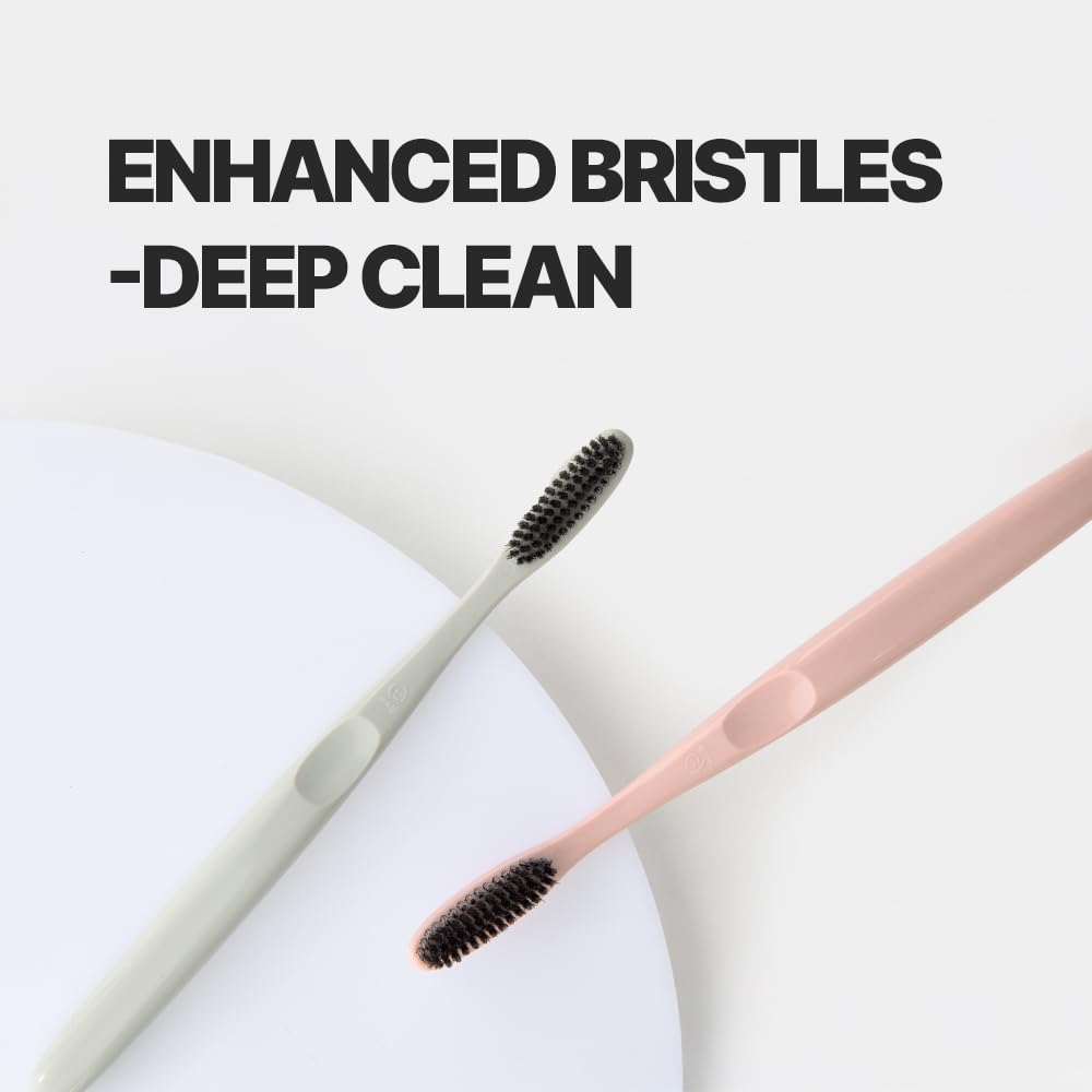 WANGTA Mini Black – Spazzolino da denti con infuso di carbone duro, testa da 3,5 cm, 3.200 setole per soppressione batterica e pulizia solida, prodotto in Corea per l'igiene orale premium (confezione