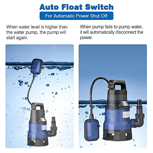 Yescom 1Hp Submersible Water Pump 3434Gph 750W Clean/Dirty Water Pumps With Automatic Float Switch For Swimming Pool Garden Tub Pond Flood Drain #TOP4