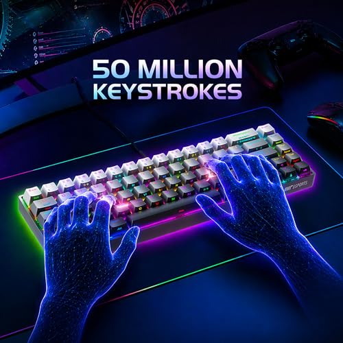 Image of Ant Esports APEX100 Mini Wired Mechanical Gaming Keyboard, 68 Keys Compact Layout, Hot-Swappable Silent Red Switches, RGB Backlit, All Keys Anti-Ghosting for PC & Mac Gray Gradient