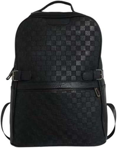 Ocio PU cuero mochila estilo doble bolso de hombro multifuncional mochila universidad mochila senderismo viaje bolsa, Negro2, Ocio