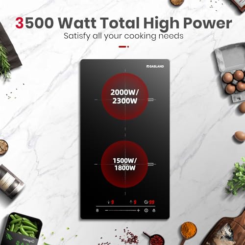 Image of GASLAND 12 Inch Built-in Induction Cooktop, 2 Burner with Boost, 220-240V | ETL Certified, 3500W Fast Heating, 9 Power Levels, Slide Touch Control, Timer & Child Lock, Ideal for Small Kitchens