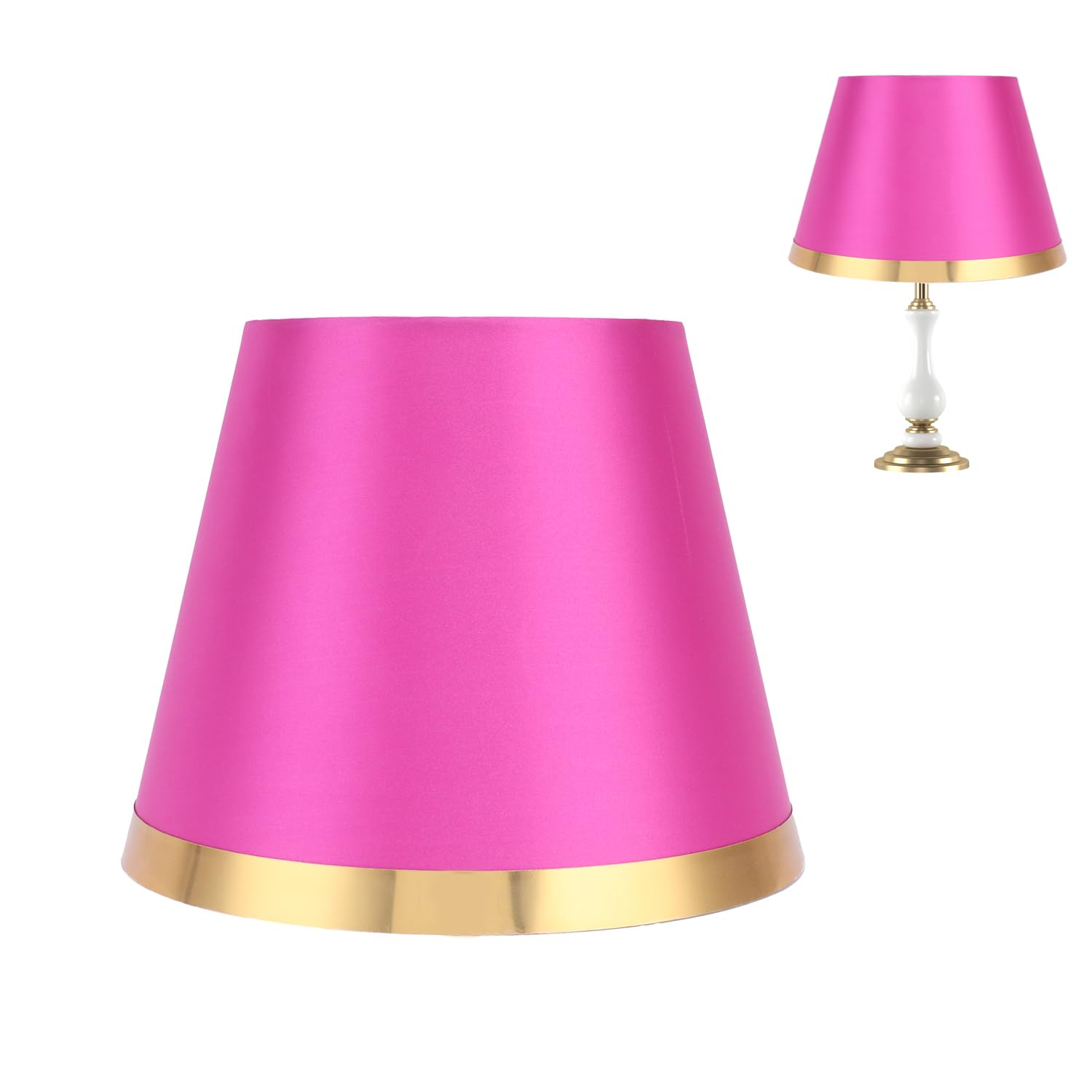 Tissting E27 Fabric Lamp Shade, European Style Simple Lampshade Wear‑Resisting Home Decoration Lamp Cover for Table Lamp Floor Light Supplies(Rose Red)