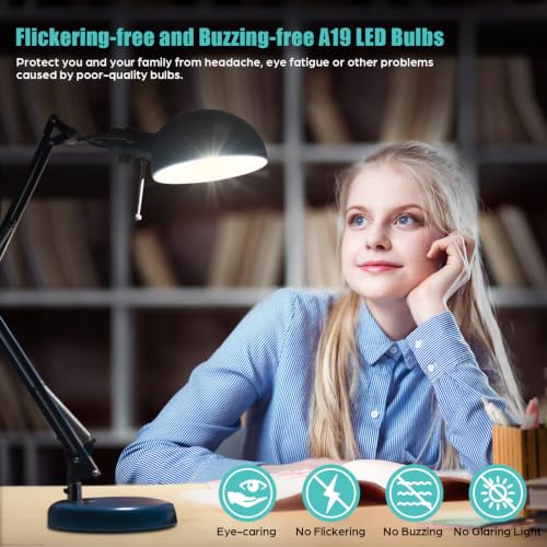 Image of LED Light Bulbs 100W Equivalent 1500 Lumens, A19 13W 4000K Neutral White Non-Dimmable, Super Bright No Flicker Standard E26 Edison Screw Bulbs for Home, Bedroom, Office Lamp, 12-Pack