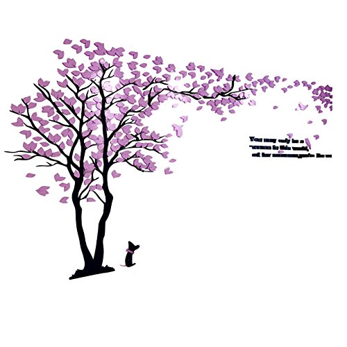 3D Wall Decals Trees DIY Wall Stickers Acrylic Tree Wall Murals,Tv setting wall,sofa setting wall For Home decor wall decor-79 inch tall (Large 3.5x2.0 m, Purple)
