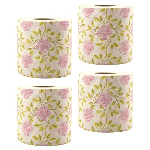 Papel higiénico de bambú floral con 4 rollos de diseño creativo para baño y mesa