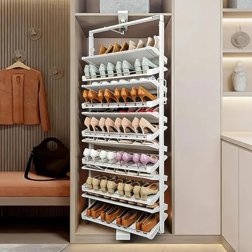 QIUCHIREMAI Zapatero Giratorio 360° Extraíble para Armario - Altura Ajustable (0-12cm), Ahorrador de Espacio para Zapateras, Ideal para Guardar Zapatos en Armarios Pequeños o Entradas