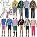 EuTengHao 26 Pcs Doll Clothes and Accessories for Ken Dolls Includes 20 Different Wear Clothes Shirt Jeans Set for Barbie Ken Doll ,2 Pairs of Glasses,2 Earphones, Cat and Big Bike for Ken Barbie Doll