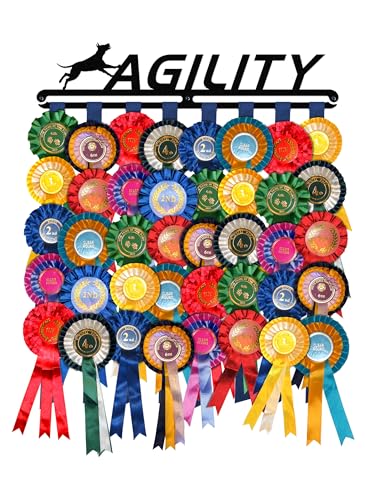 Dog Rosette Hanger | 'Agility' | Ribbon Holder Wall Display | Black Metal