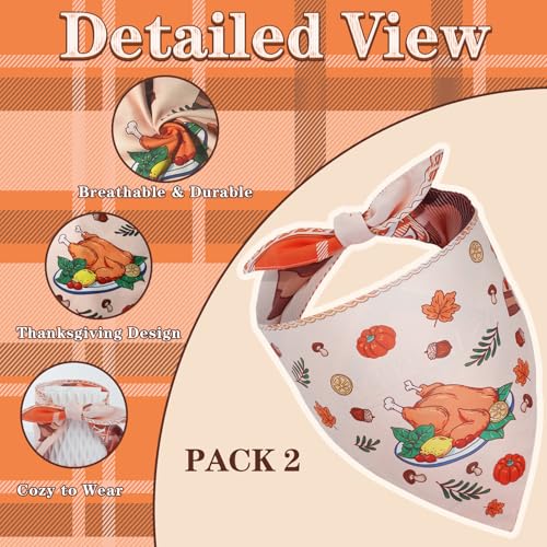 50% Off Thanksgiving Dog Bandanas 2-Pack, Reversible & Adjustable - Image 5