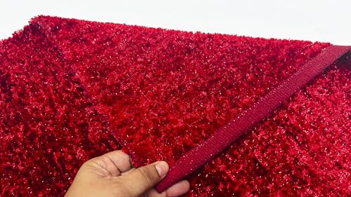 Image of House2Home Feather Cotton Blend Door Mat | 2Pc. Combo | 50x80cm | Side Binding - Available in 8 Colors (Cherry)