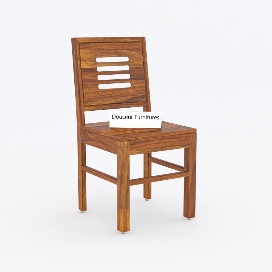 Image of Douceur Furnitures Solid Sheesham Wood 4 Seater Dining Table Set Without Cushioned Chairs for Dining Room | Living Room | Home & Office | Hotels Restaurant & Cafe Finish -Natural Teak |