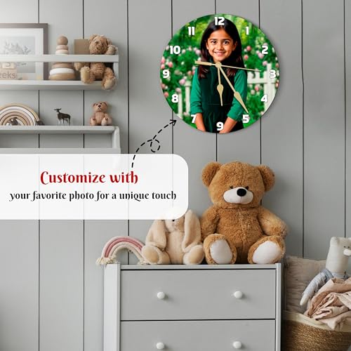 Image of SAVRI Personalized Gifts - Kids Photo Printed Wall Clock 12x12 Inch | Customized Picture | Unique Birthday & Return Gift for Boys, Girls,Son, Daughter,Grandson,Granddaughter |Cute Kids Room Wall Decor