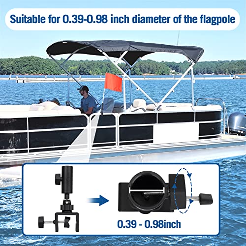 Image of Affordura Orange Boat Flag Holder 30 Inch Water Ski Flag for 0.5-1.33 Inch Round and Pontoon Square Rails Boat Safety Flag Rotating Mount Skier Down Flag with Storage Bag