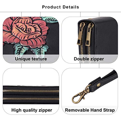 Image of XEYOU Double Zipper Long Clutch Wallet Cellphone Wallet for Women with Removable Wristlet Strap for Credit Card, Cash, Coin, Bill