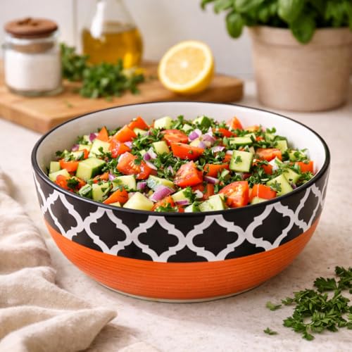 Image of Ceramic Mixing Bowl Set - 4 Pieces (1500ml, 800ml, 600ml, 400ml), Red Chidi - Durable, Microwave & Dishwasher Safe - Ideal for Mixing, Serving & Storage