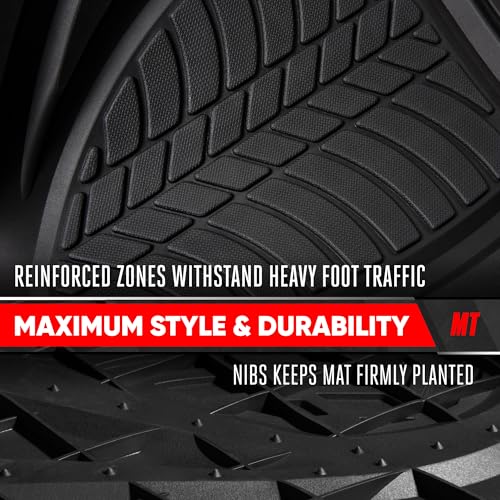 Image of Motor Trend FlexTough Guard All-Weather Floor Mats for Cars - Black Waterproof Rubber Floor Mats, Universal Trim-to-Fit Automotive Accessories for Cars, Trucks & SUV