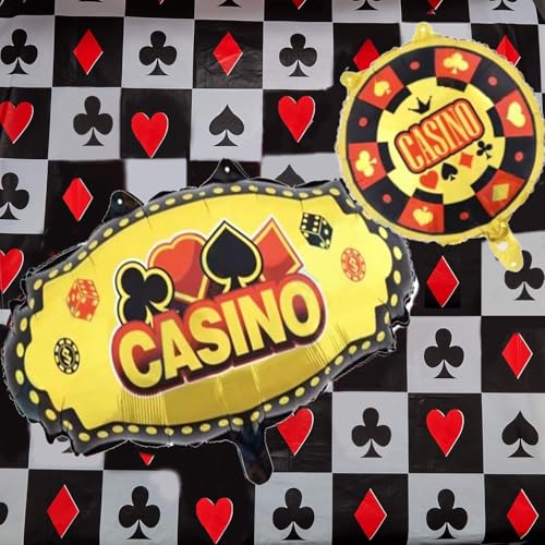 Image of AMFIN (Pack of 7) Casino Theme Foil Balloon Set, Elevate Your Party - Multi