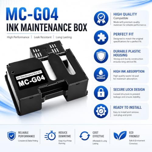 Image of VERENA MC-G04 Maintenance Cartridge Box Compatible with Canon PIXMA G1330 G3370 G1430 G2470 G3470 G3471 G3472 G4470 Printers