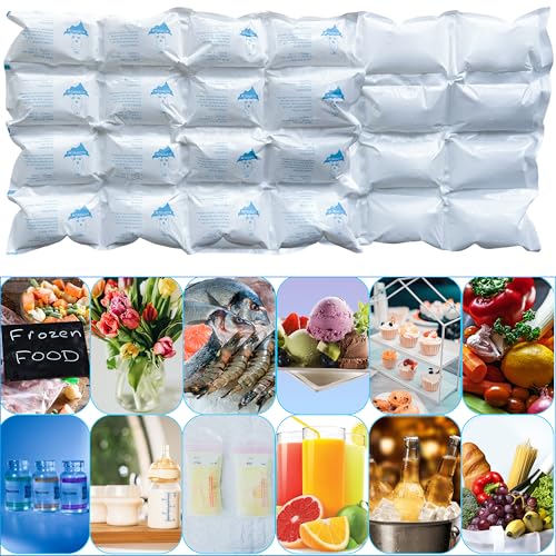 Image of Dry Ice Packs for Shipping | 24+ Hour Long Lasting Cold Ice Pack for Coolers | 3 Sheets - 48 Cells | Soak for 25-35 minutes - Expand - Dry - Use after Frozen | Reusable Freezer Block for Food