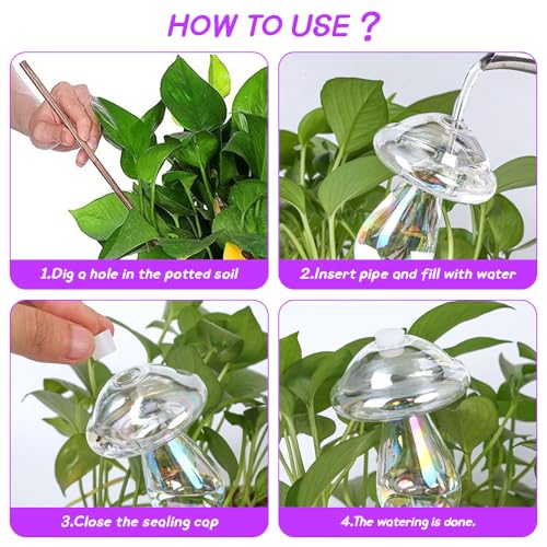 Dhqkqg Plant Watering Globes, 4 Pcs Rainbow Gradient Color Self Watering Globes, Glass Plant Watering Devices - Image 4