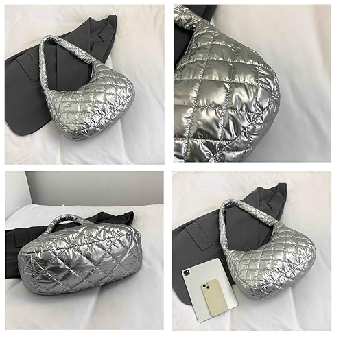 Bolso tipo tote acolchado grande para mujer miniatura 4