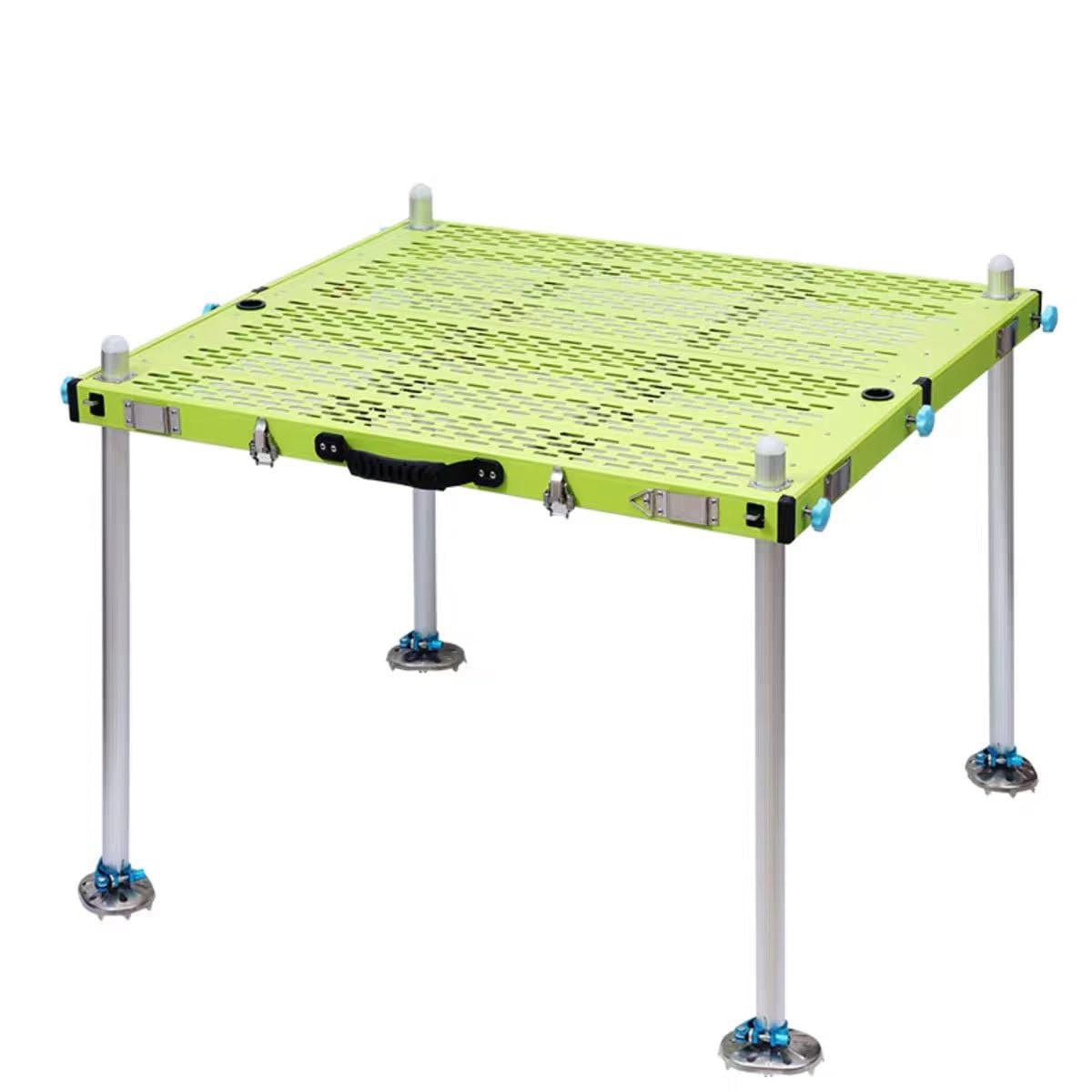 Plate-Forme de pêche Portable en Aluminium – Station de pêche légère et Pliable avec Pieds réglables for la pêche en Plein(80x80cm)