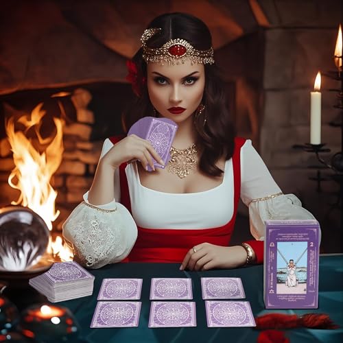 Image of Pink Tarot Cards for Beginners with Meaning on Them, 78 Classic Original Tarot Deck Cards with Guide Book
