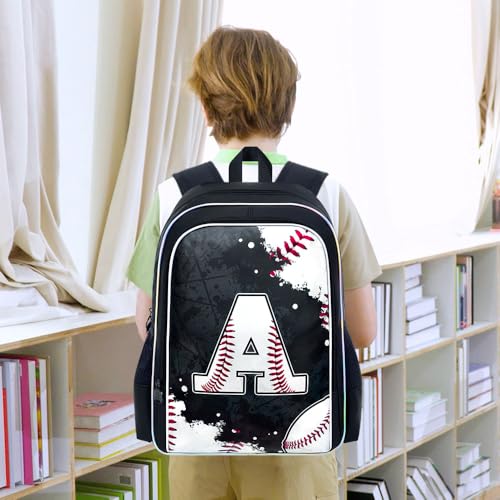 Image of AGSDON 3PCS Baseball Backpack for Boys, 17 inch Kids Bookbag Water Resistant and Lightweight with Lunch Box for Teen