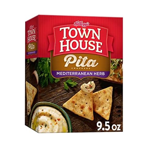 Town House Pita Crackers Oven Baked Crackers, Party Snacks, Mediterranean Herb, 9.5oz Box (1 Box) Cover
