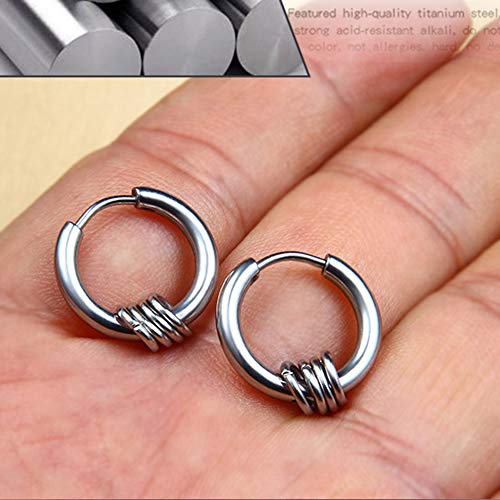 Small Hoop Earrings for Men Women With Cross Feather Spikes Ball Chain Dangle Charms Black Silver 316L Stainless Steel Punk Hip Hop Rock Gothic Kpop Huggies Earrings Set3