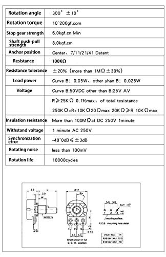Molence 5Pcs Wh148 Rotary Potentiometer, 100K Ohm 3Pin 15Mm Linear Taper Potentiometer With Xh2.54-3P Connector Wire Cable Black Knob #TOP5