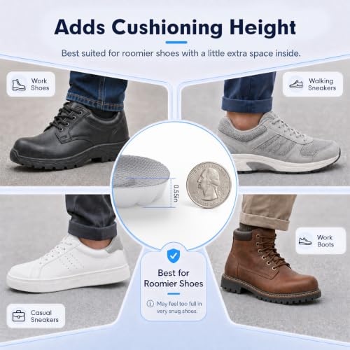 Image of 4D Cloud-Like Comfort Soles for Men - Soft Memory Foam Cushioning Insoles - Trim to Fit Steppers Insoles with Arch Support for Foot Pain Relief and Fatigue Reduction (Gray, US M 14-14.5)