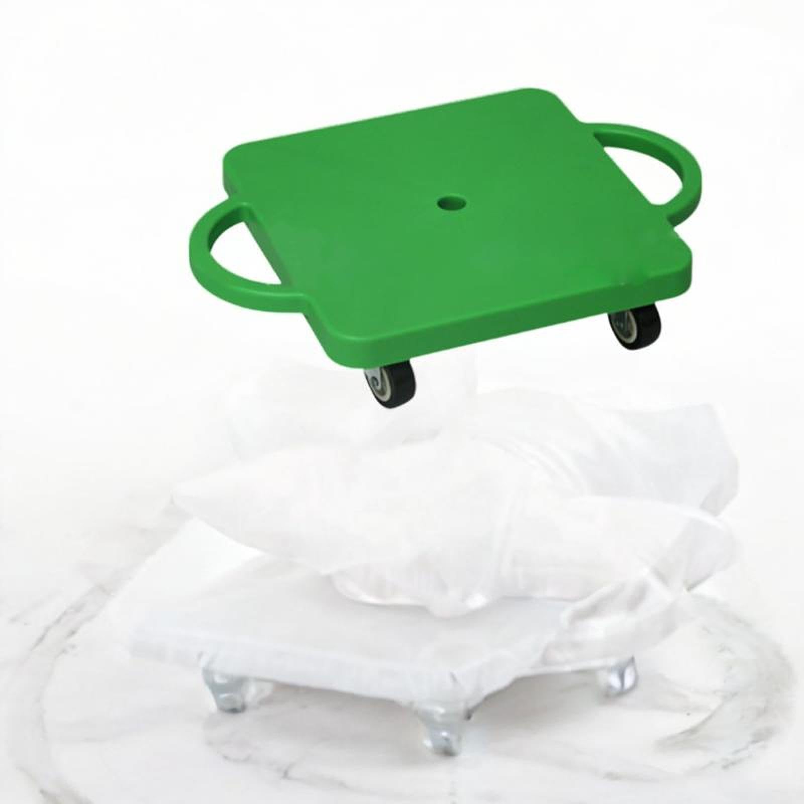 QSTDGVPW Scooter Board with Handles for Kids with Casters Square Physical Education Sitting Scooter for Home Gym Backyard Playground, Green