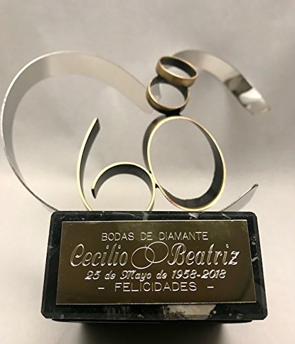 Regalo para bodas de diamante GRABADO figura corazón 60 aniversario regalos PERSONALIZADOS