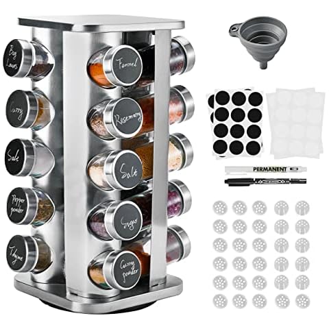 Miorkly 20-Jar Rotating Spice Rack Set Cover
