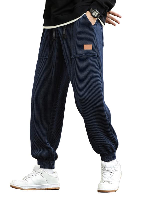 JMIERR Herren Corduroy Jogginghose Casual Cargo Jogger Baggy Trainingshose Elastische Taille Sweathose S-3XL