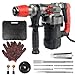 Rotary Hammer Drill with Vibration Control and Safety Clutch,1500W Heavy Duty 1-1/4 Inch SDS-Plus Demolition Hammer for Concrete with 4 Drill Bits, Flat and Point Chisel
